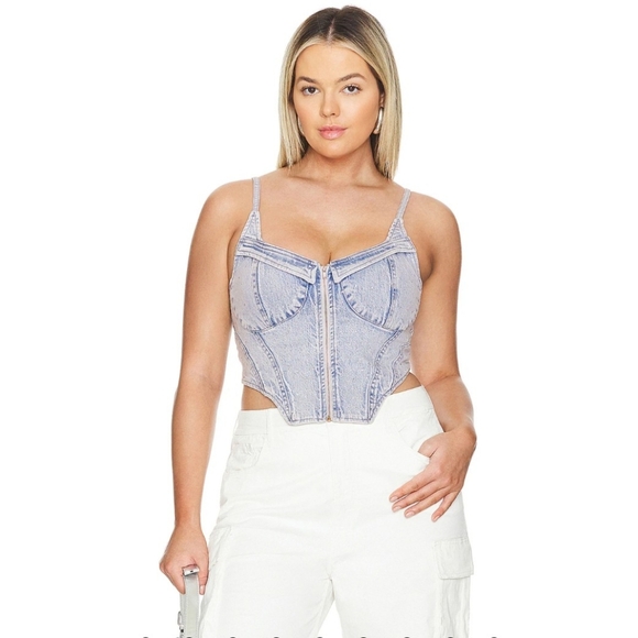 AFRM x Revolve NWT Iris Top In Crystal blue Wash. - Picture 2 of 12